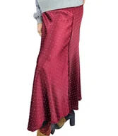 Spódnice - Długa elegancka satynowa spódnica z ozdobnymi kryształkami STAR - miniaturka - grafika 1