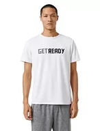 Koszulki męskie - Koton Męski T-shirt sportowy z nadrukiem z okrągłym dekoltem, biały (000), XXL - miniaturka - grafika 1