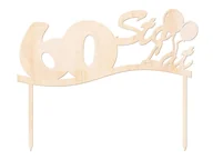 Dekoracje sali - Topper drewniany na tort 60 sto lat - 1 szt. - miniaturka - grafika 1