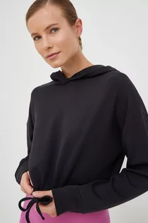 Bluzy damskie - Outhorn bluza damska kolor czarny z kapturem gładka - grafika 1
