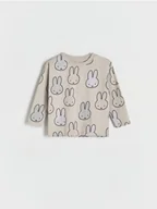 Bluzki dla niemowląt - Reserved - Bawełniany longsleeve Miffy - kremowy - miniaturka - grafika 1