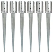 Akcesoria do ogrodzeń - Vida Kołki gruntowe 6 szt. srebrne 10x76 cm stal galwanizowana V-145432 - miniaturka - grafika 1