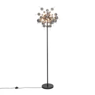 Lampy stojące - QAZQA Designerska lampa podłogowa czarna z przydymionym szkłem 8-lamp - Explode - miniaturka - grafika 1