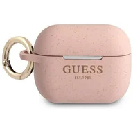 Akcesoria do słuchawek - GUESS Silicone Glitter do Apple AirPods Pro Różowy - miniaturka - grafika 1