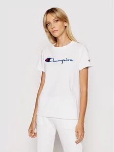 Champion T-Shirt Script Logo 110992 Biały Heritage Fit - Koszulki i topy damskie - miniaturka - grafika 1