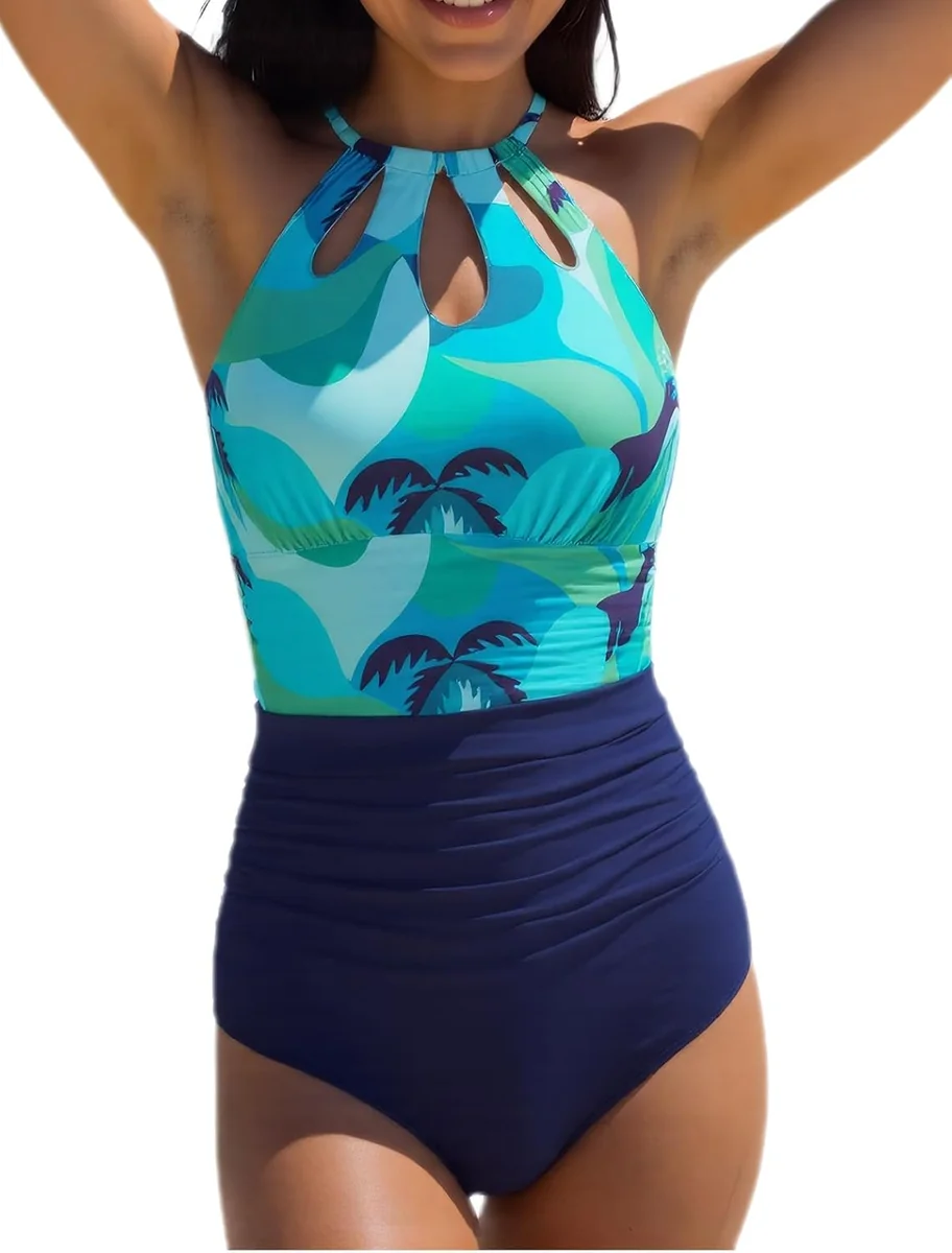 Damski Strój Kąpielowy Monokini Wyszczuplający Push-Up Niebieski S