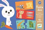 Zabawki interaktywne dla dzieci - Djeco ZWIERZĄTKA I OBIADKI puzzle tekturowe duo DJ08166 - miniaturka - grafika 1