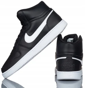 Sneakersy Skórzane Męskie Czarne Nike Ebernon Mid Casual Za Kostkę R-46 - Sneakersy męskie - miniaturka - grafika 1