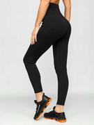Spodnie sportowe damskie - Czarne legginsy damskie Denley HH040 - miniaturka - grafika 1