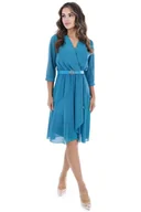 Sukienki - Sukienka FSU1098 TURKUSOWY gładki turkusowy szyfon - Fokus - miniaturka - grafika 1