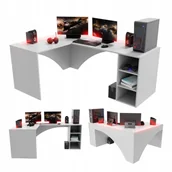 Biurka gamingowe - Biurko Gamingowe Komputerowe Gracza Narożne Białe - miniaturka - grafika 1