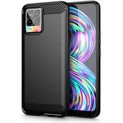 Etui i futerały do telefonów - Tech-Protect Etui Tpucarbon do Realme 8 / 8 Pro Black - miniaturka - grafika 1