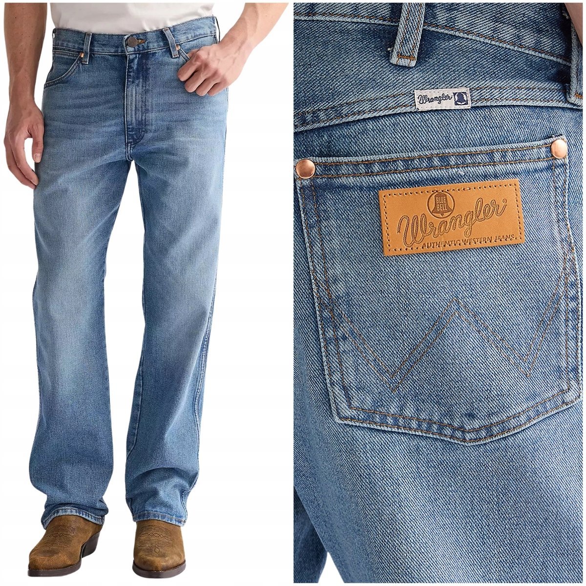 Wrangler 13MWZ Hunter COWBOY CUT klasyczne proste spodnie jeansowe W38 L34