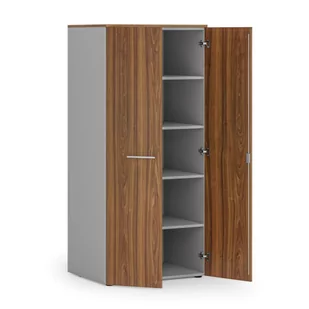Szafa biurowa z drzwiami PRIMO GRAY, 1781 x 800 x 600 mm, szary/orzech - Szafy biurowe - miniaturka - grafika 1