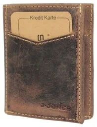 Portfel Męski Skórzany Jennifer Jones Skóra Licowa Mały Poziomy Bez Zapięcia 5469 RFID BRĄZOWY 9 x 7,5 x 2 [cm] - Portfele - miniaturka - grafika 1