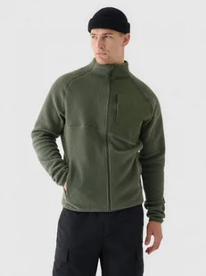 Męski polar sherpa bez kaptura 4F 4FRAW24TFLEM360 - oliwkowy/khaki - Koszulki sportowe męskie - miniaturka - grafika 1