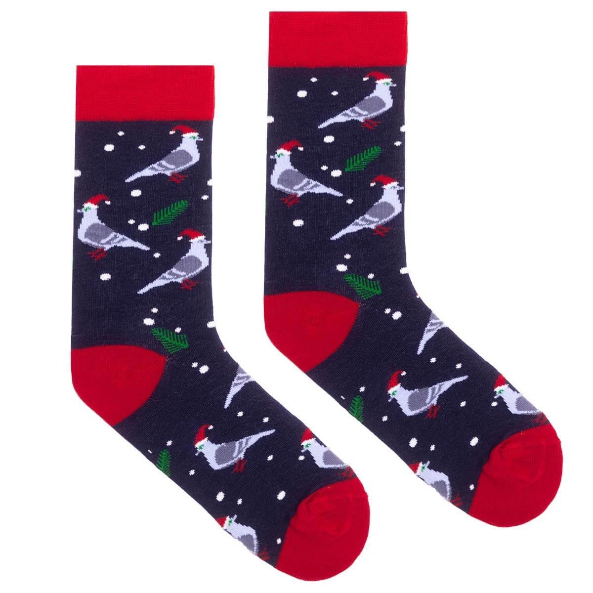 Bożonarodzeniowe skarpetki - Świąteczne gołębie - KABAK 36-41