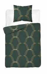 Detexpol Pościel satynowa 140x200 zielona butelkowa złota ornament 5088 B Home Satin 11 - Pościel - miniaturka - grafika 1