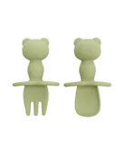 Sztućce dla dzieci - Sztućce Miś Silikonowe [Kolor Zielony] - miniaturka - grafika 1