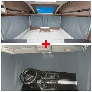 BREMER SITZBEZÜGE Blackout zestaw namiotów kompatybilny z VW T3 Transporter Caravelle Multivan od 1979 do 1992, ochrona przed słońcem kempingowym, kompletne akcesoria, zasłona zaciemniająca - Zasłony - miniaturka - grafika 1