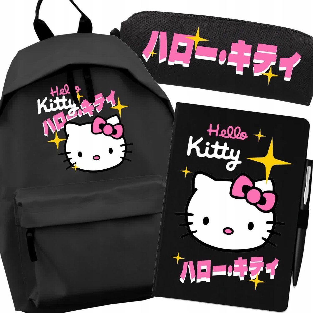 ZESTAW Szkolny 3w1 Wyprawka Do Szkoły Plecak Piórnik Notes HELLO KITTY