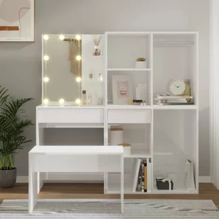Zestaw z toaletką i oświetleniem LED, biały z połyskiem - Toaletki - miniaturka - grafika 1