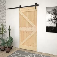 Drzwi wewnętrzne - Drzwi przesuwne z osprzętem, 80x210 cm, lite drewno sosnowe | 3057491 VIDAXL - miniaturka - grafika 1