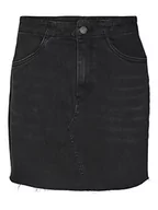 Spódnice - VERO MODA Damska spódnica Vmrosie Hr Short DNM Cut Skirt Noos Rock, Black Denim/Szczegóły: gu131, XS - miniaturka - grafika 1