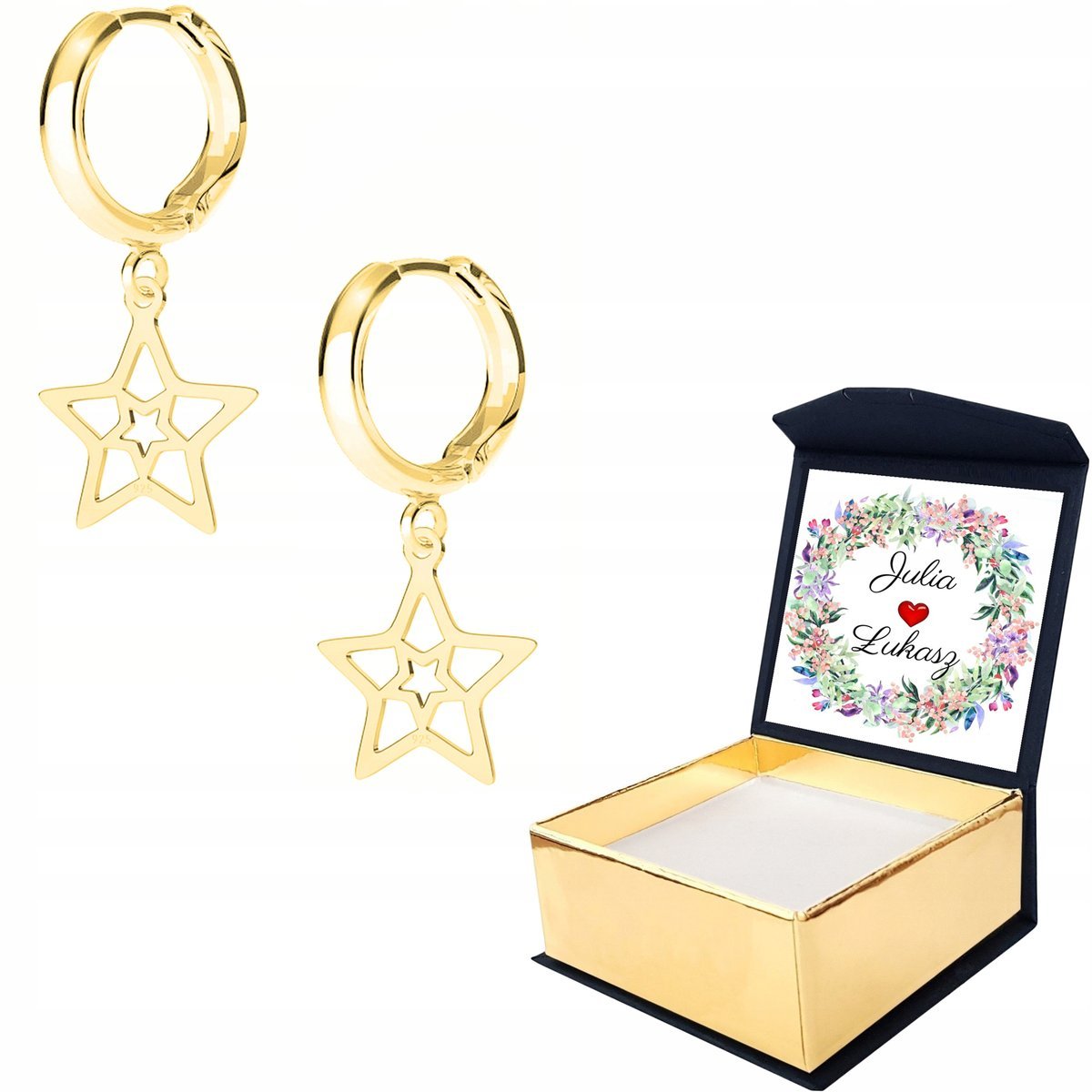 Kolczyki złote Gwiazda Gwiazdka 925 WŁASNY NADRUK