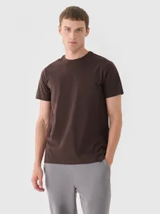 Męski t-shirt basic 4F 4FWAW24TTSHM1656 - brązowy - Koszulki sportowe męskie - miniaturka - grafika 1