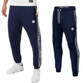 Odzież taktyczna i umundurowanie - Spodnie dresowe Pit Bull Oldschool Polly-Terry Tape Logo '24 - Granatowe M - miniaturka - grafika 1