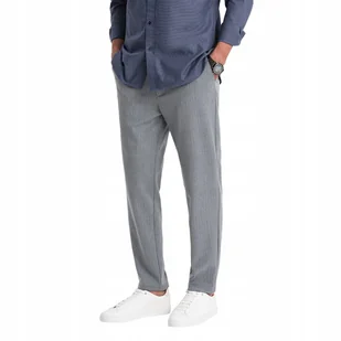 Męskie spodnie chino z gumką w pasie szare V1 OM-PACP-0158 M - Spodnie męskie - miniaturka - grafika 1