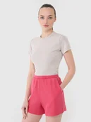 Spodenki damskie - 4F Spodenki casual z dzianiny waflowej damskie - różowe L - miniaturka - grafika 1