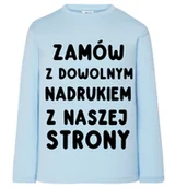 Koszulki dla dziewczynek - Niebieska koszulka z długim rękawkiem dla chłopczyka z dowolnym nadrukiem z naszej strony - miniaturka - grafika 1