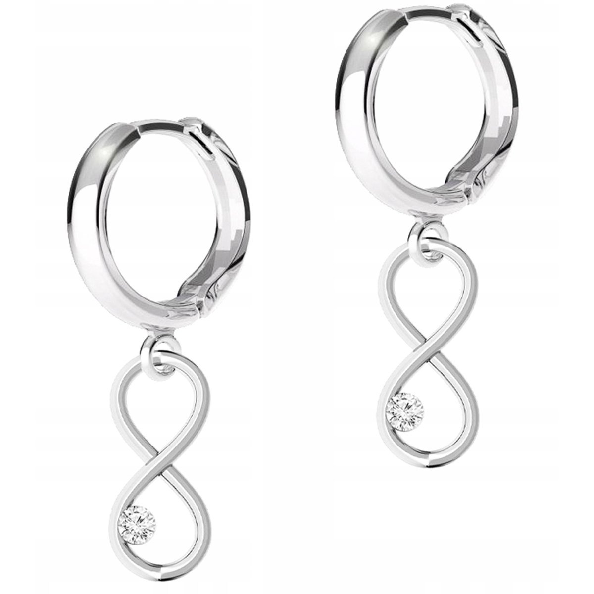 Kolczyki Srebrne Nieskończoność z Cyrkonią Ósemki Cyrkonie SREBRO 925