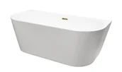 Wanny - Wanna wolnostojąca Besco Vica New 150x80 cm owalna biały połysk syfon z przelewem slim złoty WAS-150VNZL - miniaturka - grafika 1