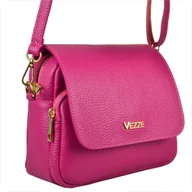 Torebki damskie - VEZZE torebka listonoszka skórzana róż fuksja - miniaturka - grafika 1