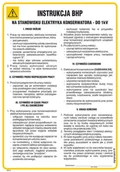Instrukcje stanowiskowe BHP - IAF13 INSTRUKCJA BHP NA STANOWISKU ELEKTRYKA KONSERWATORA DO 1KV, HN - PŁYTA ELASTYCZNA 0,4MM; (245X350MM) - miniaturka - grafika 1