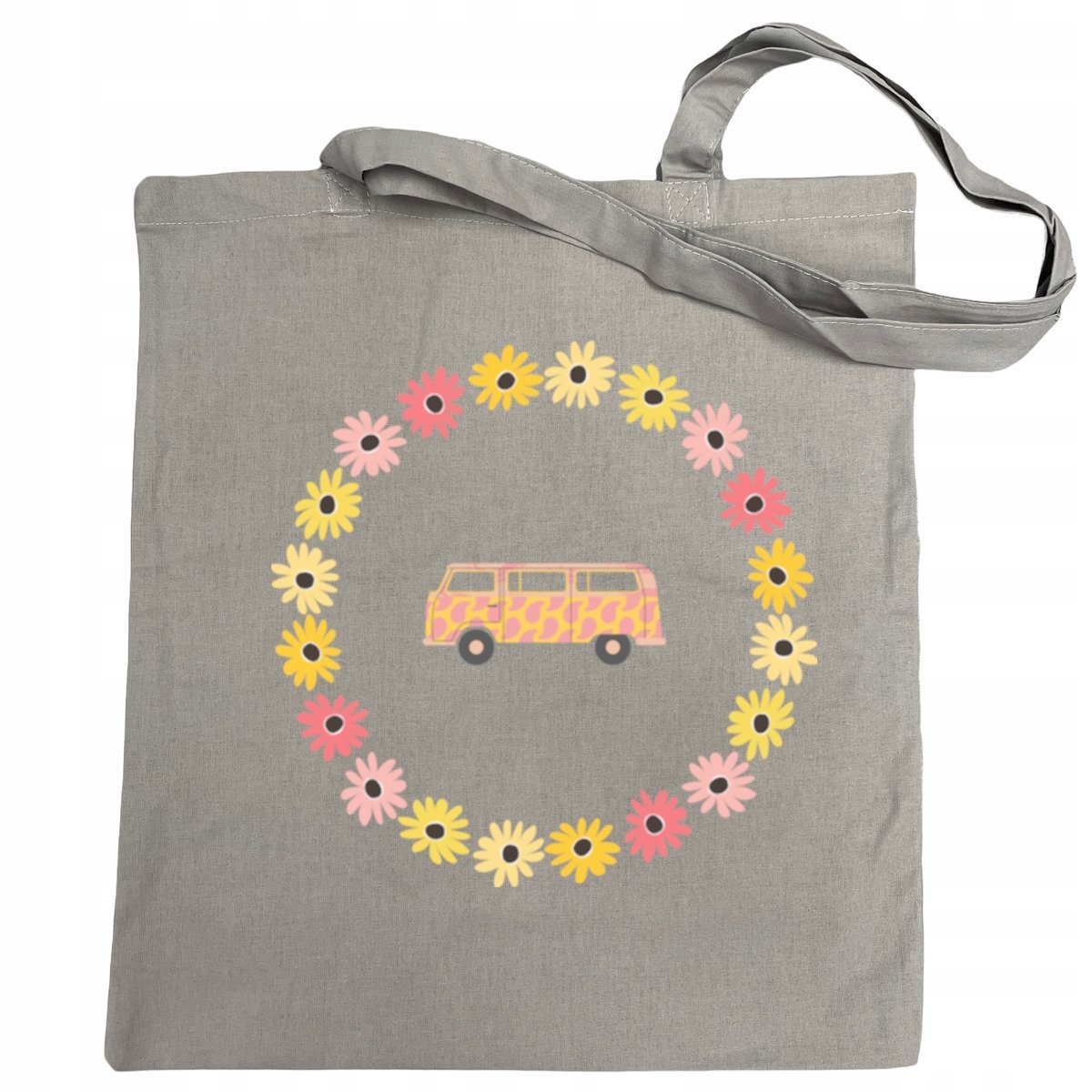 Torba na zakupy kolorowy nadruk KWIATY Van Retro