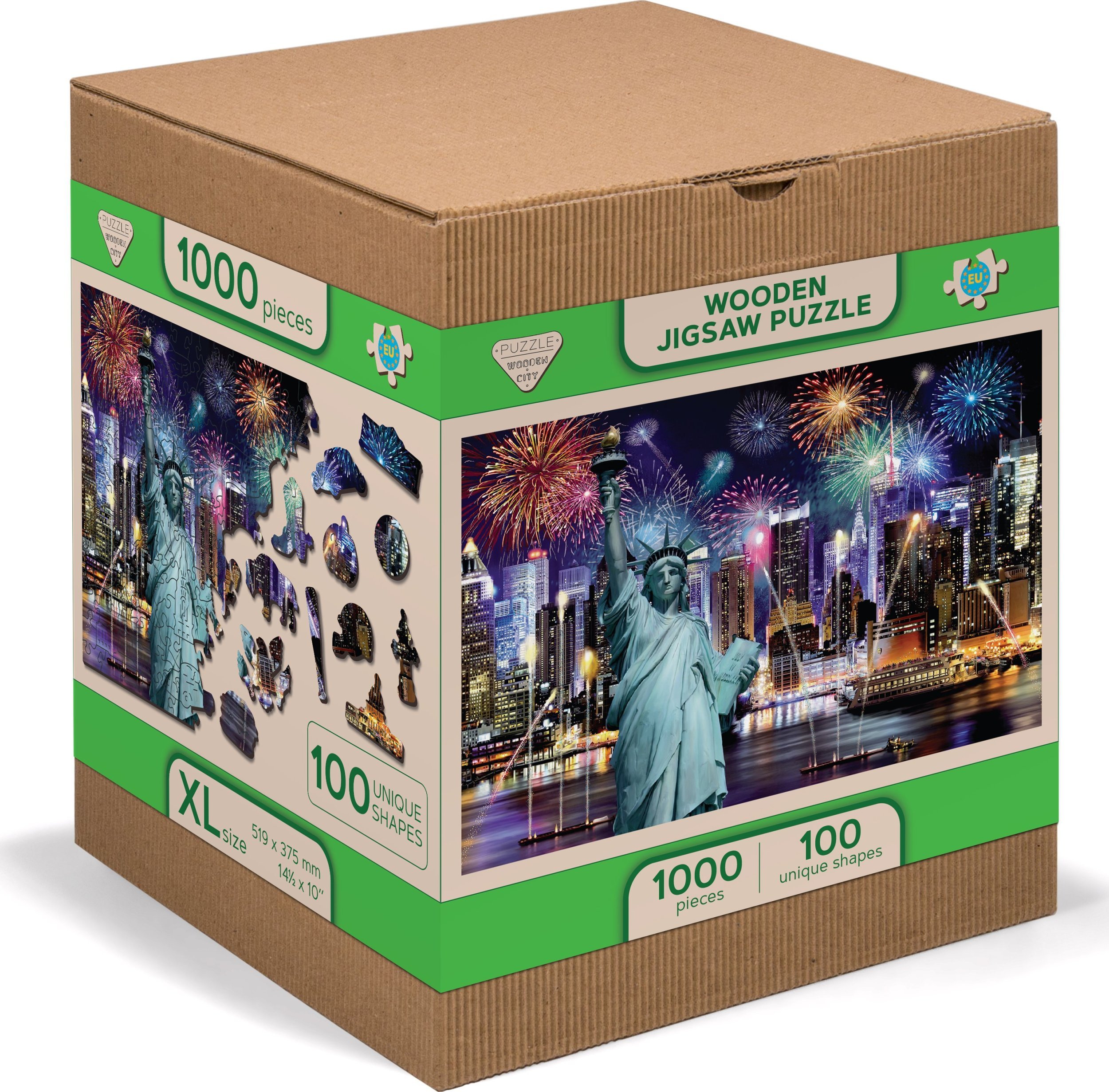 WOODEN CITY Drewniane Puzzle z figurkami Nowy Jork nocą rozm. XL, 1000 elementów