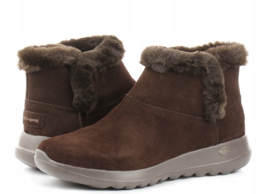 Skechers Botki Brązowe Wsuwane Skórzane 35 Ż5C