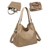 Torebki damskie - Torebka Torba Damska Shopper LUIGISANTO Format A4 Pasek V6600 Beige/Taupe - miniaturka - grafika 1
