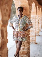 Sukienki - Isla Bonita by SIGRIS Sukienka w kolorze pomarańczowo-kremowo-turkusowym - miniaturka - grafika 1