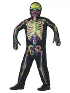 Stroje karnawałowe - Smiffys Kombinezon smiffy kroki  Unisex szkielet kostium dla dzieci, świeci w ciemności, całego ciała, maska i rękawiczki, wielokolorowy, m 45124M - miniaturka - grafika 1