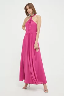 Sukienki - Patrizia Pepe sukienka jedwabna kolor różowy maxi rozkloszowana - grafika 1
