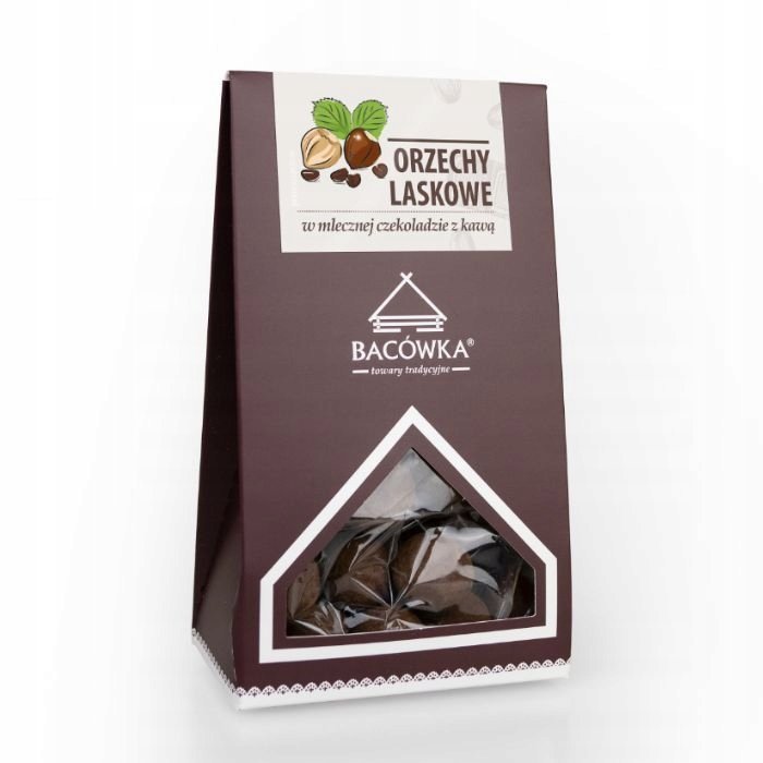 Orzechy Laskowe w mlecznej czekoladzie z kawą 100g Bacówka