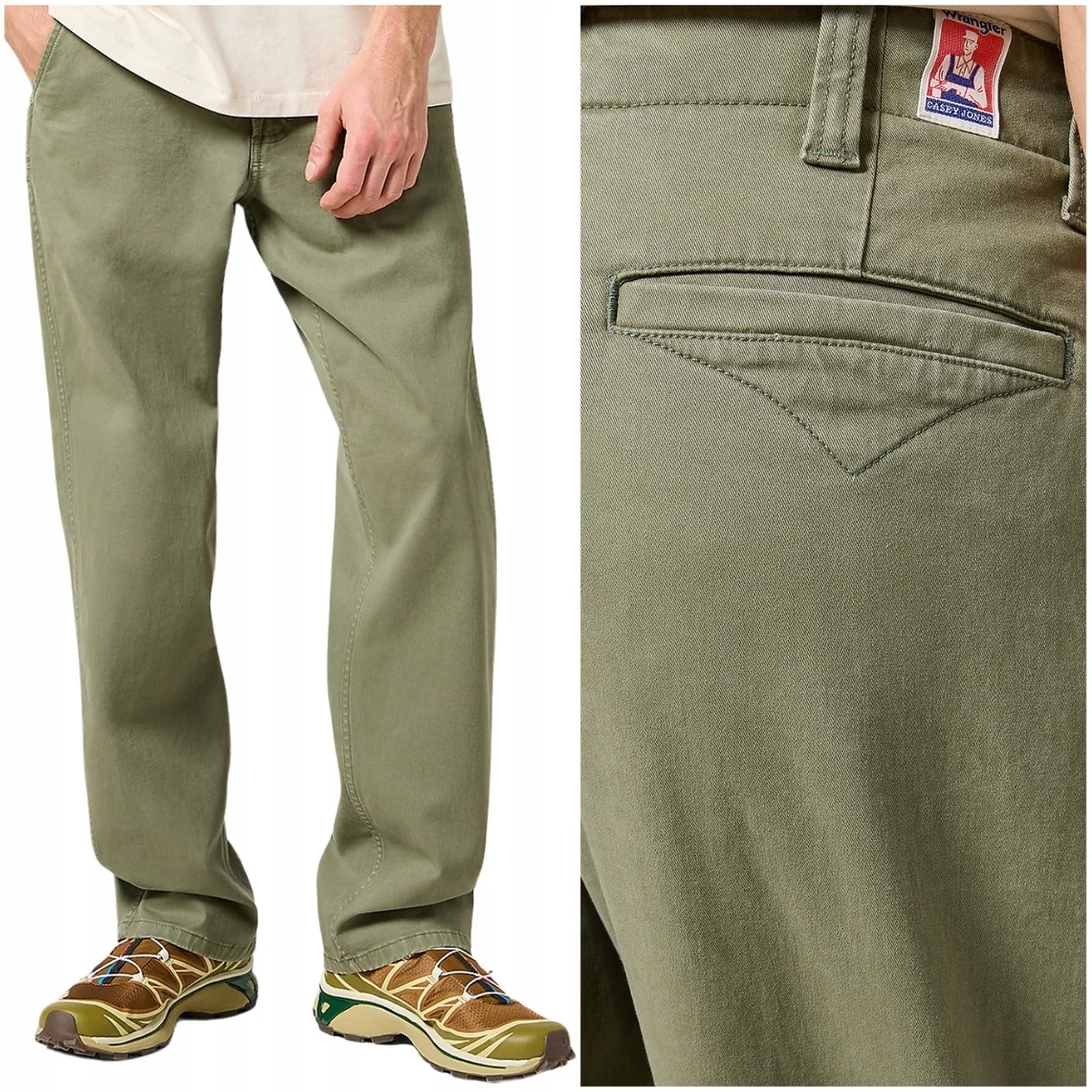 Wrangler Casey Jones Chino luźne bawełniane spodnie materiałowe W40 L32
