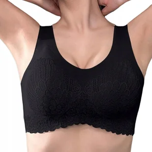 MIĘKKI WYGODNY BIUSTONOSZ BEZSZWOWY STANIK SPORTOWY FITNESS TOP CZARNY L 40 - Biustonosze - miniaturka - grafika 1
