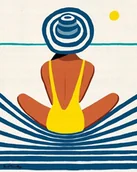 Podkładki pod mysz - PODKŁADKA POD MYSZ Z Nadrukiem 22x18 cm Morze plaża Kobieta Vintage Prezent - miniaturka - grafika 1