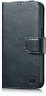 iCarer Oil Wax Wallet Case 2in1 etui iPhone 14 skórzany pokrowiec z klapką Anti-RFID niebieski (WMI14220721-BU) - Etui i futerały do telefonów - miniaturka - grafika 1